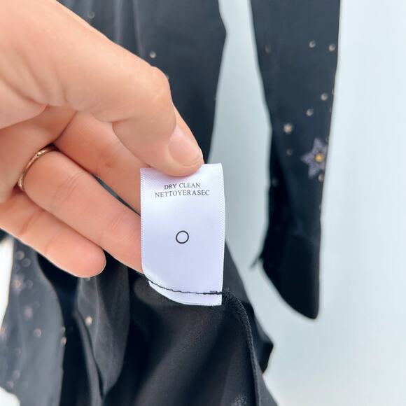 A.L.C. Pedro Carmen Collared Mini Dress Celestial Stars Witchy Black 8 Moons - Picture 11 of 11